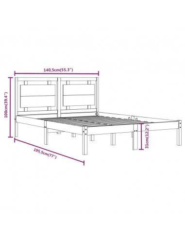 Giroletto Bianco in Legno Massello 135x190 cm Double