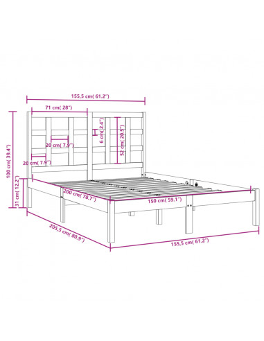 Giroletto Bianco in Legno Massello 150x200 cm King Size