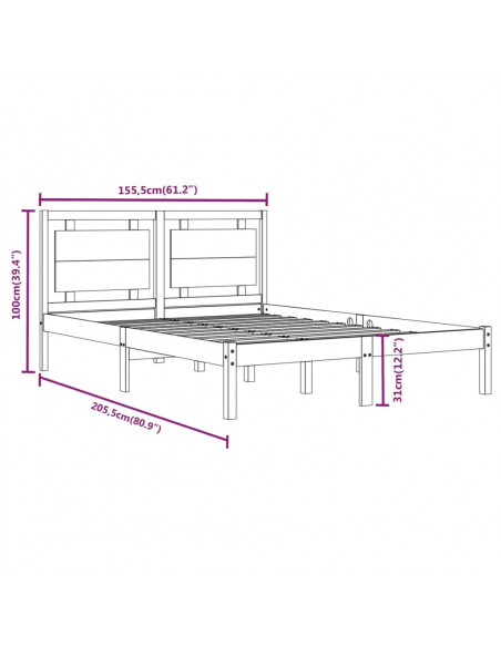 Giroletto Bianco in Legno Massello 150x200 cm King Size