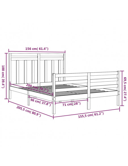 Giroletto Bianco in Legno Massello 150x200 cm King Size