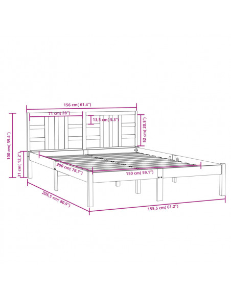 Giroletto Bianco in Legno Massello 150x200 cm King Size