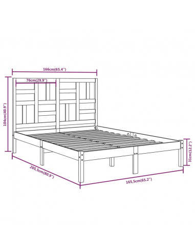 Giroletto Bianco in Legno Massello 160x200 cm
