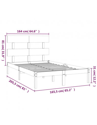 Giroletto Bianco in Legno Massello 160x200 cm