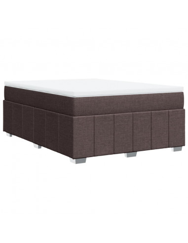 Giroletto a Molle con Materasso Marrone Scuro 160x200cm Tessuto