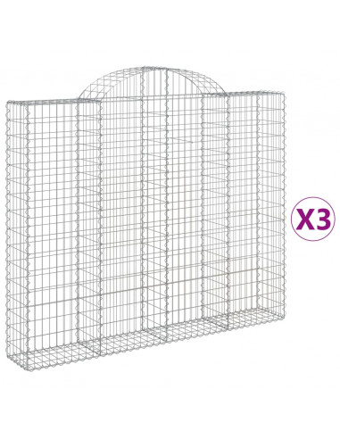 Cesti Gabbioni ad Arco 3 pz 200x30x160/180 cm Ferro Zincato