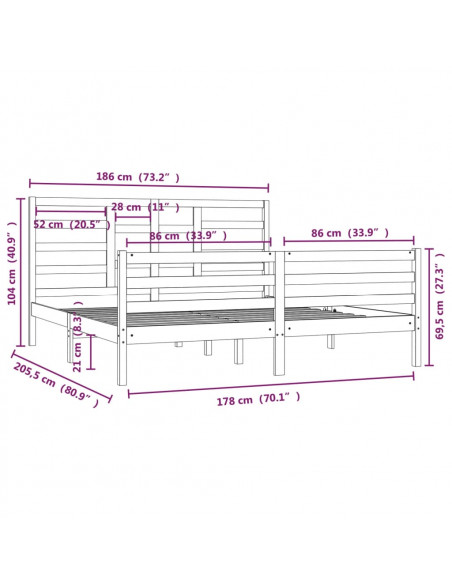 Giroletto Bianco in Legno Massello 180x200 cm Super King