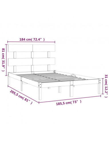 Giroletto Bianco in Legno Massello 180x200 cm Super King