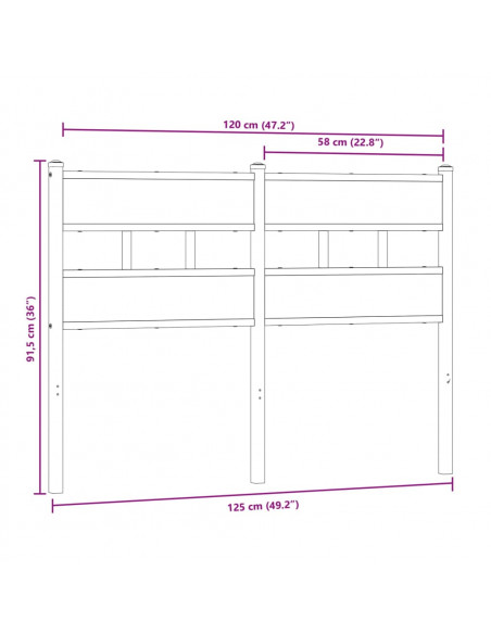 Testiera Rovere Sonoma 120 cm in Ferro e Legno Multistrato