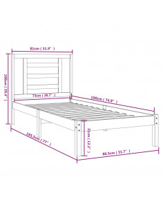 Giroletto Bianco in Legno Massello 75x190 cm Small Single 2