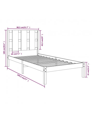 Giroletto Bianco in Legno Massello 75x190 cm Small Single