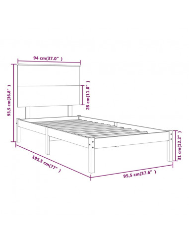Giroletto Bianco in Legno Massello 90x190 cm Single