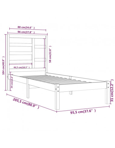 Giroletto Bianco in Legno Massello 90x200 cm