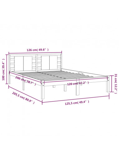 Giroletto Bianco in Legno Massello di Pino 120x200 cm