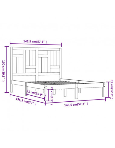 Giroletto Bianco in Legno Massello di Pino 140x190 cm