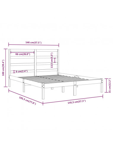 Giroletto Bianco in Legno Massello di Pino 140x190 cm
