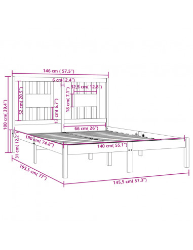 Giroletto Bianco in Legno Massello di Pino 140x190 cm