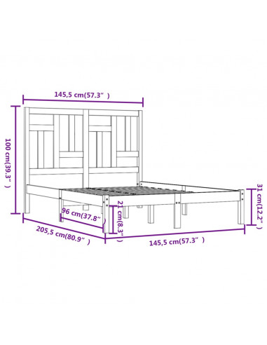 Giroletto Bianco in Legno Massello di Pino 140x200 cm