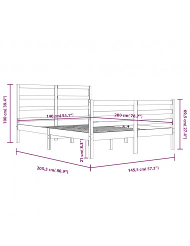 Giroletto Bianco in Legno Massello di Pino 140x200 cm