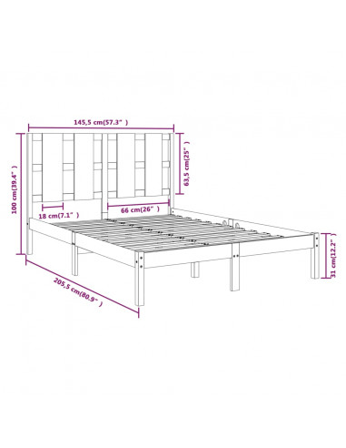 Giroletto Bianco in Legno Massello di Pino 140x200 cm