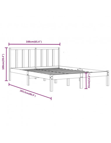 Giroletto Bianco in Legno Massello di Pino 160x200 cm