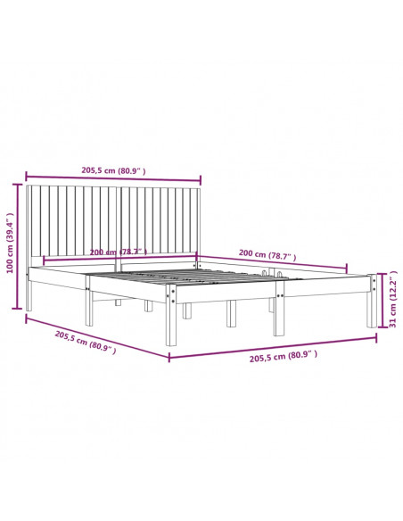 Giroletto Bianco in Legno Massello di Pino 200x200 cm