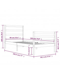 Giroletto Bianco in Legno Massello di Pino 90x190 cm Single