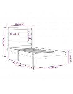 Giroletto Bianco in Legno Massello di Pino 90x200 cm