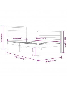 Giroletto Bianco in Legno Massello di Pino 90x200 cm