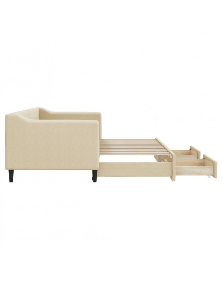 Divano Letto Estraibile con Cassetti Crema 80x200 cm in Tessuto