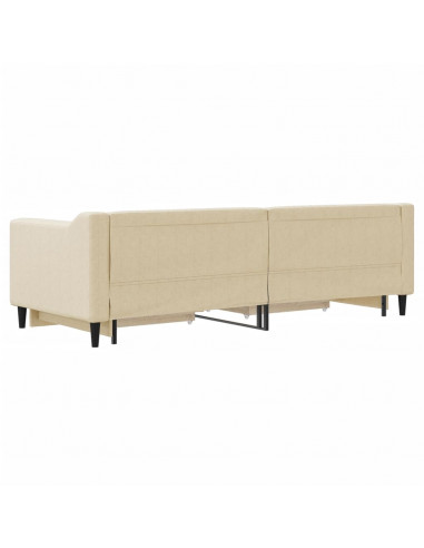 Divano Letto Estraibile con Cassetti Crema 80x200 cm in Tessuto