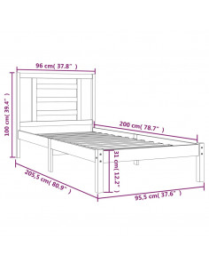 Giroletto Bianco in Legno Massello di Pino 90x200 cm