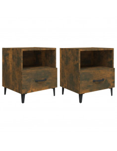 Comodini 2 pz Rovere Fumo in Legno Multistrato 2