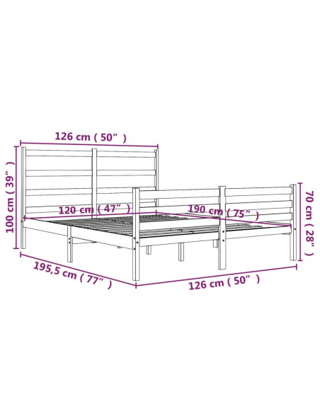Giroletto Bianco Legno Massello di Pino 120x190cm Small Double