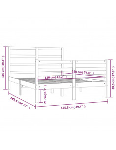 Giroletto Bianco Legno Massello di Pino 120x190cm Small Double
