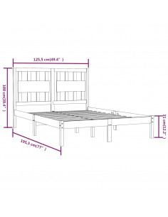 Giroletto Bianco Legno Massello di Pino 120x190cm Small Double