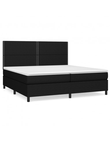 Giroletto a Molle con Materasso Nero 200x200 cm in Tessuto