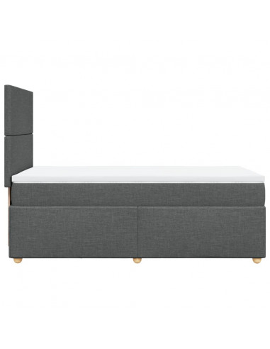 Giroletto a Molle con Materasso Grigio Scuro 100x200 cm Tessuto