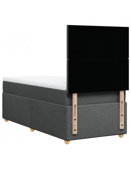 Giroletto a Molle con Materasso Grigio Scuro 100x200 cm Tessuto