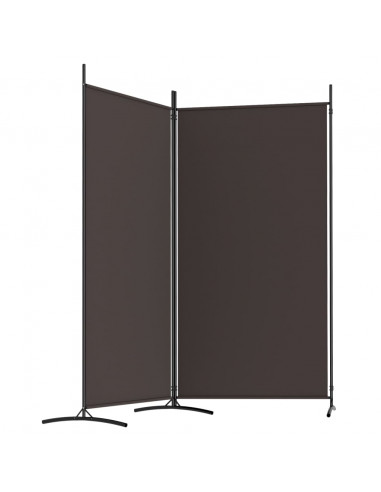Divisorio a 2 Pannelli Marrone 175x180 cm in Tessuto