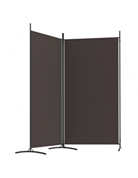 Divisorio a 2 Pannelli Marrone 175x180 cm in Tessuto