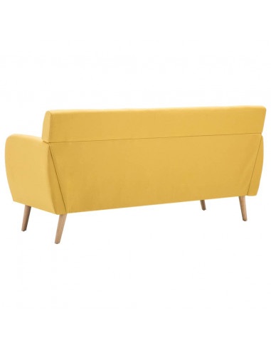 Divano a 3 Posti Rivestito in Tessuto 172x70x82 cm Giallo