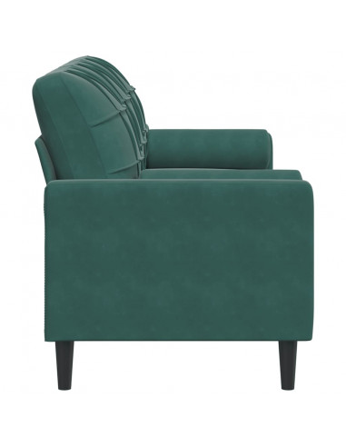 Divano a 3 Posti con Cuscini Verde Scuro 180 cm in Velluto