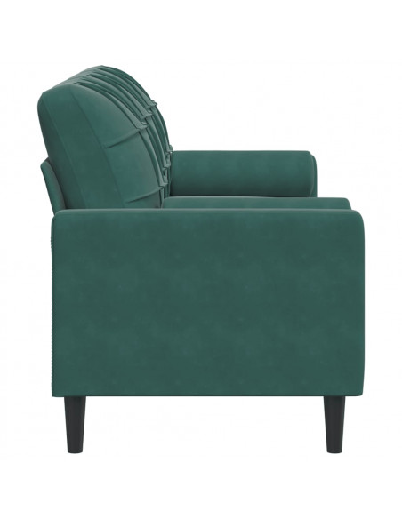 Divano a 3 Posti con Cuscini Verde Scuro 180 cm in Velluto