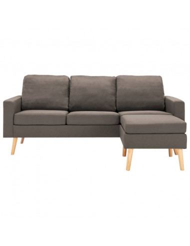 Divano a 3 Posti con Poggiapiedi Grigio Talpa in Tessuto
