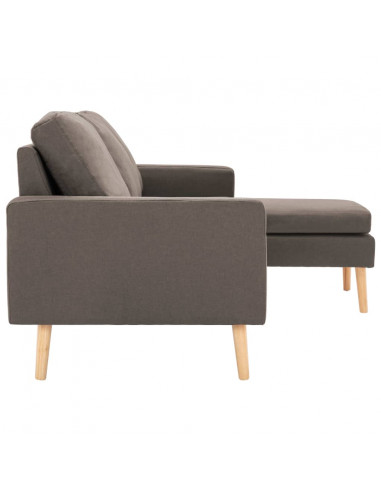 Divano a 3 Posti con Poggiapiedi Grigio Talpa in Tessuto