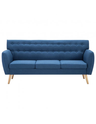 Divano a 3 Posti Rivestito in Tessuto 172x70x82 cm Blu