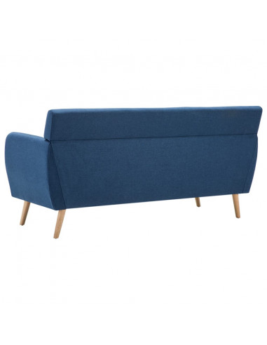 Divano a 3 Posti Rivestito in Tessuto 172x70x82 cm Blu