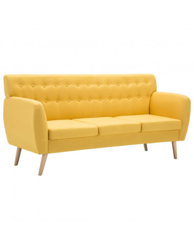 Divano a 3 Posti Rivestito in Tessuto 172x70x82 cm Giallo