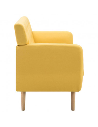 Divano a 3 Posti Rivestito in Tessuto 172x70x82 cm Giallo