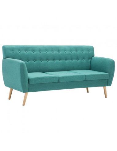 Divano a 3 Posti Rivestito in Tessuto 172x70x82 cm Verde